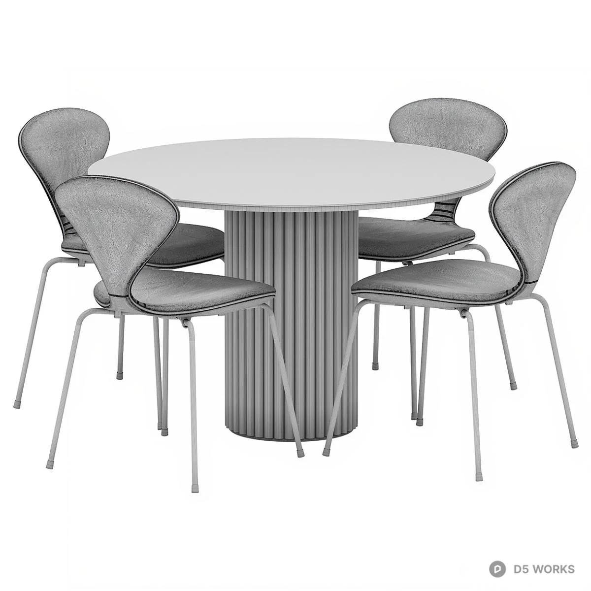 Marble Top Dining Table With Fluted Base 3d model thumbnail 5
