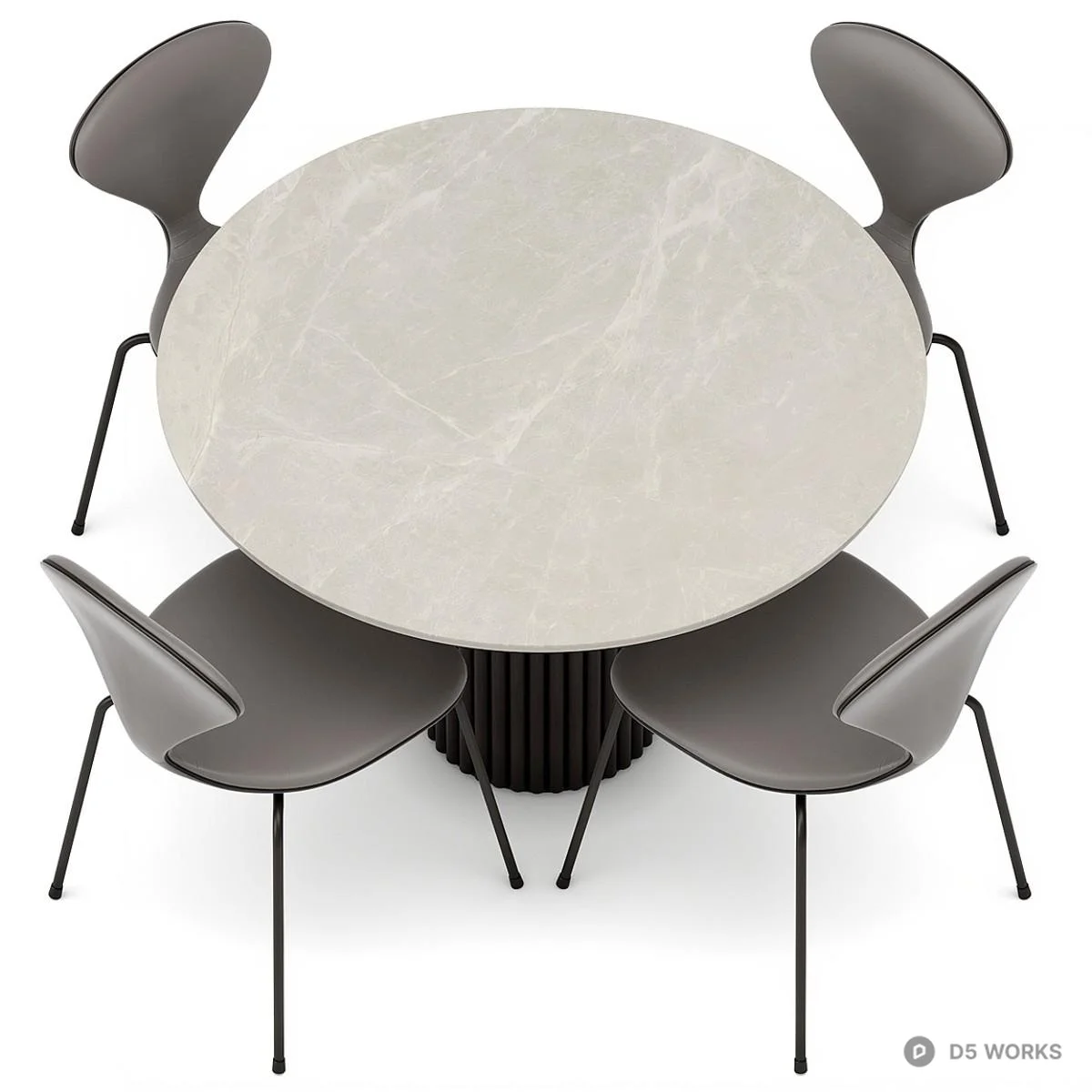 Marble Top Dining Table With Fluted Base 3d model thumbnail 2