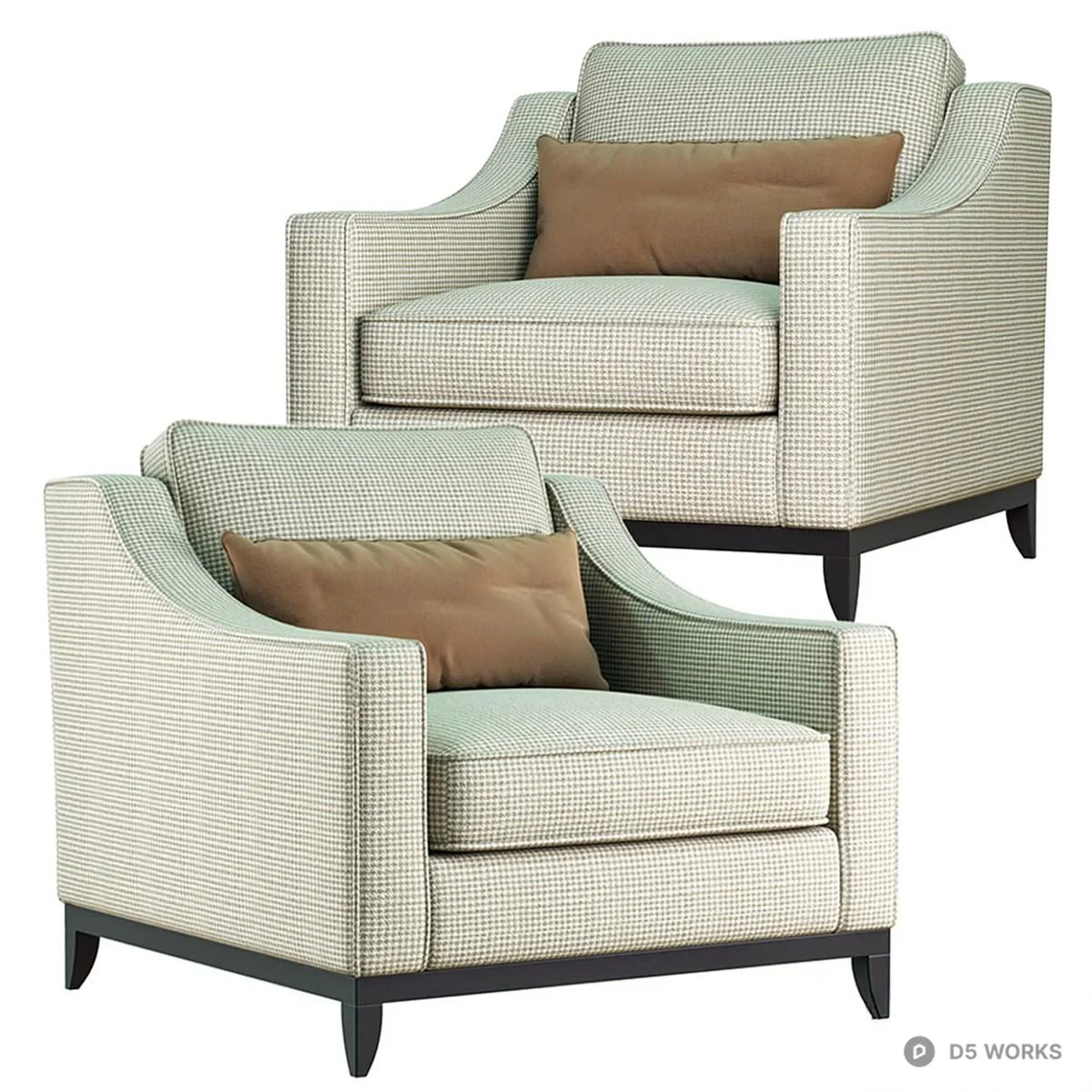 Textured Weave Upholstered Lounge Chair 3d model thumbnail 2