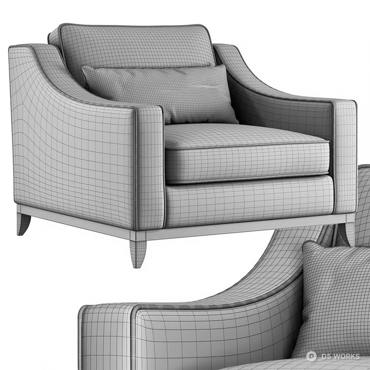 Textured Weave Upholstered Lounge Chair 3d model thumbnail 3