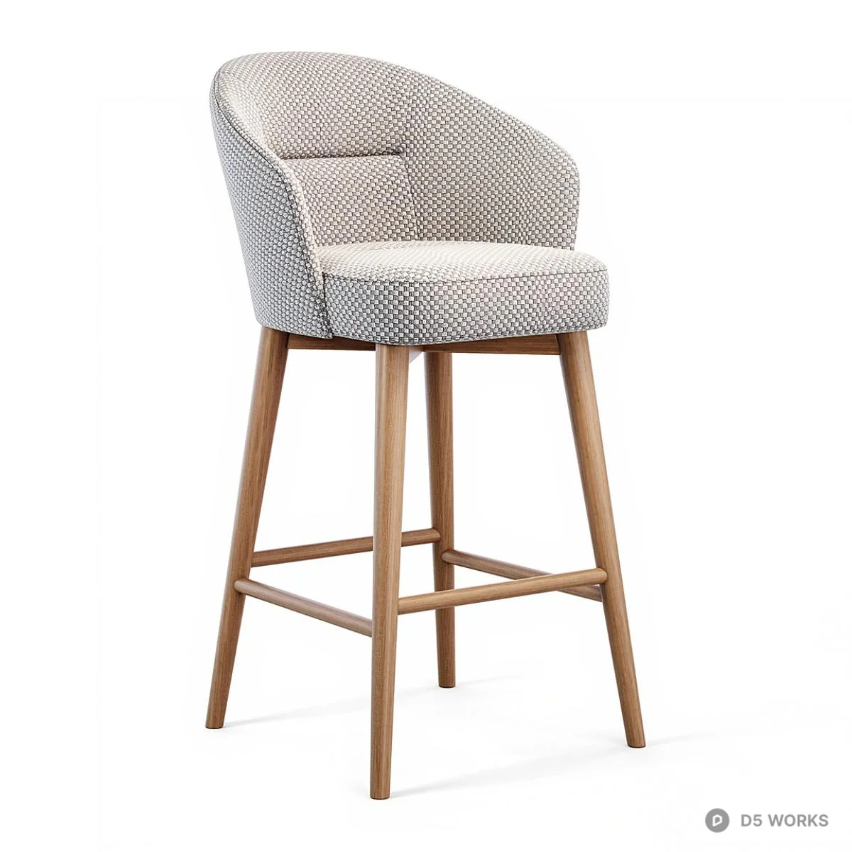 Woven Fabric Bar Chair With Wooden Legs 3d model - Image 1