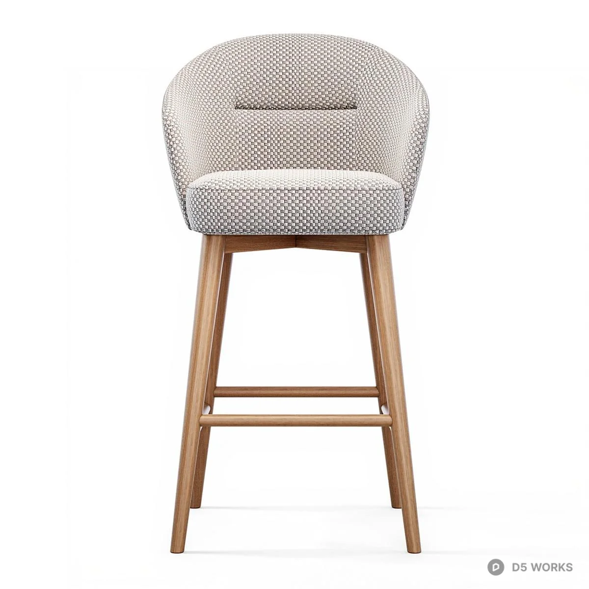 Woven Fabric Bar Chair With Wooden Legs 3d model thumbnail 4