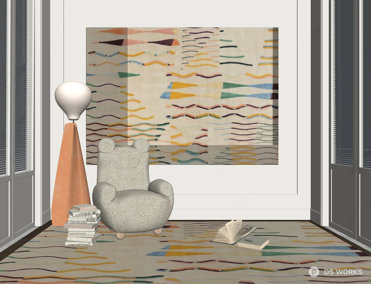 Minimalist Armchair with Abstract Art Background 3d model thumbnail 2