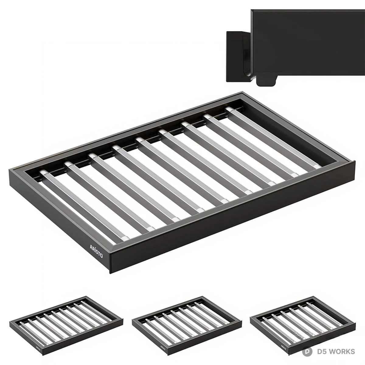Minimalist Stainless Steel Drying Rack 3d model thumbnail 2