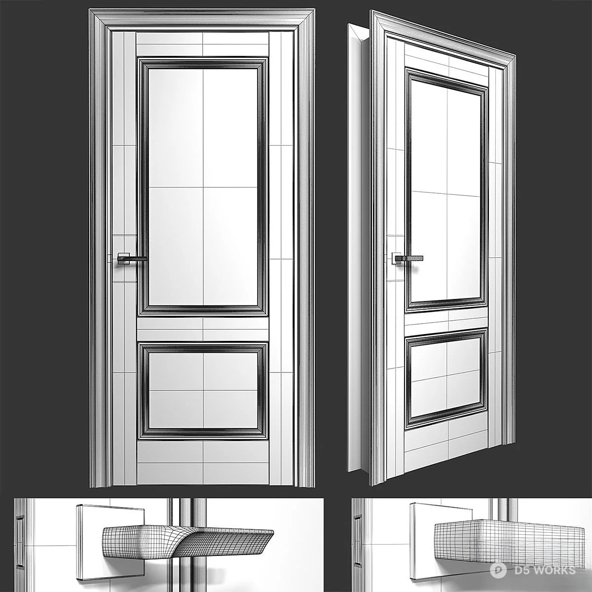 Classic Panel Single Door 3d model thumbnail 2