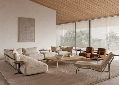 Modern Minimalist Living Room With Natural Light 3d model