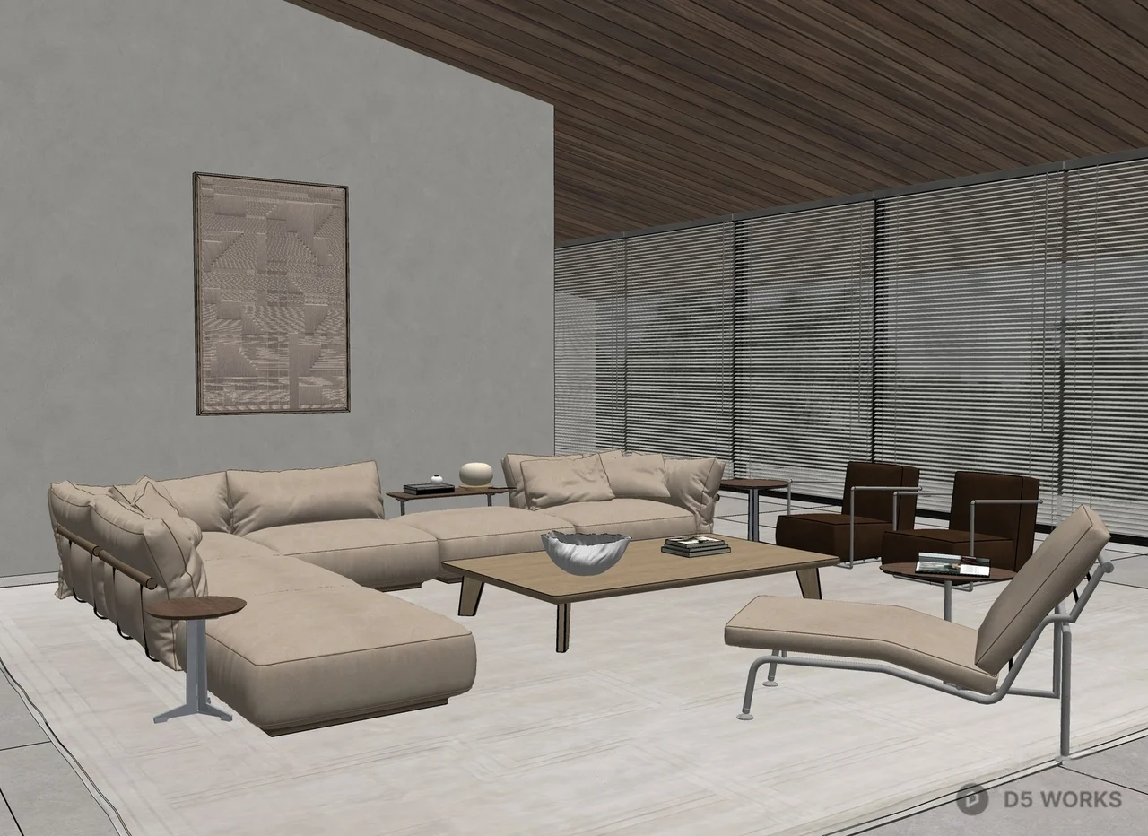 Modern Minimalist Living Room With Natural Light 3d model thumbnail 2