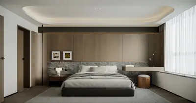 Modern Minimalist Bedroom with Integrated Storage 3d model