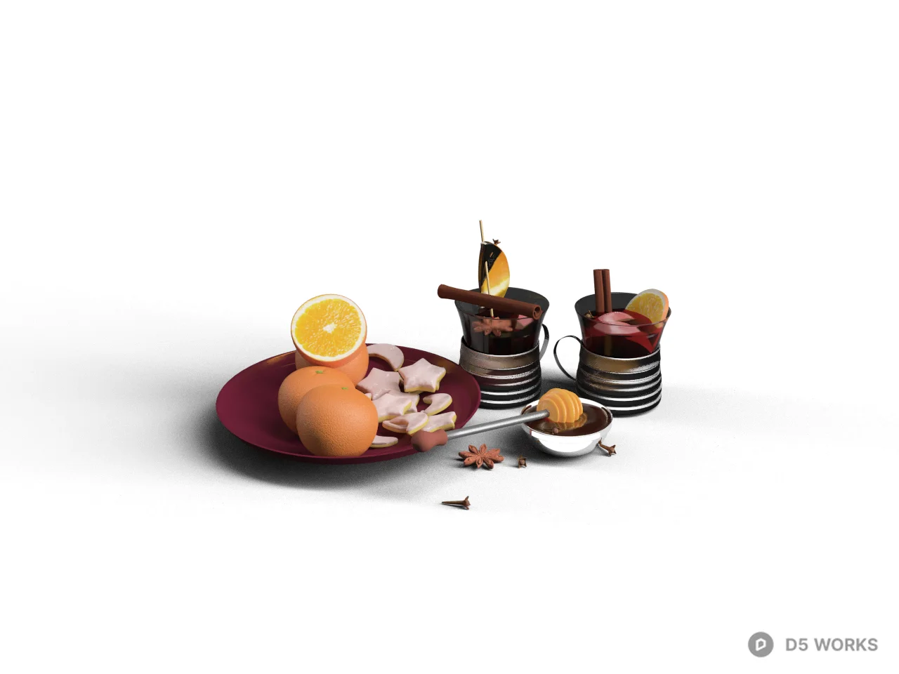 Fruit And Beverage Arrangement 3d model - Image 1