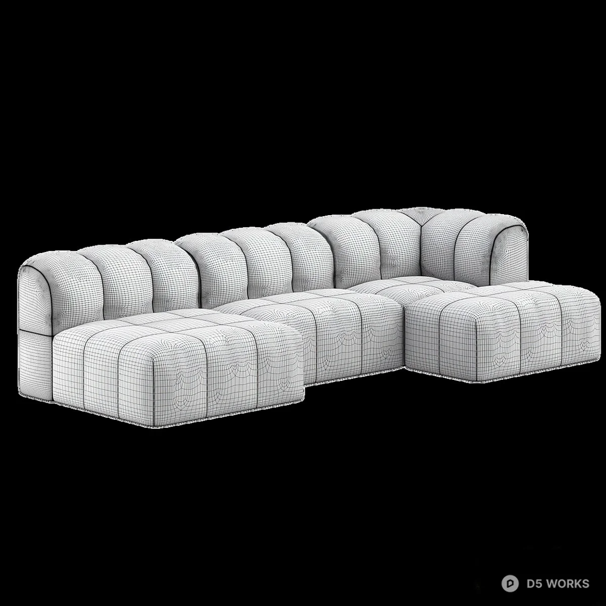 Modular Sectional Sofa With Tufted Design 3d model thumbnail 4