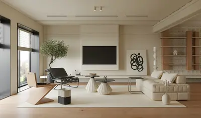 Minimalist Living Room with Neutral Tones 3d model