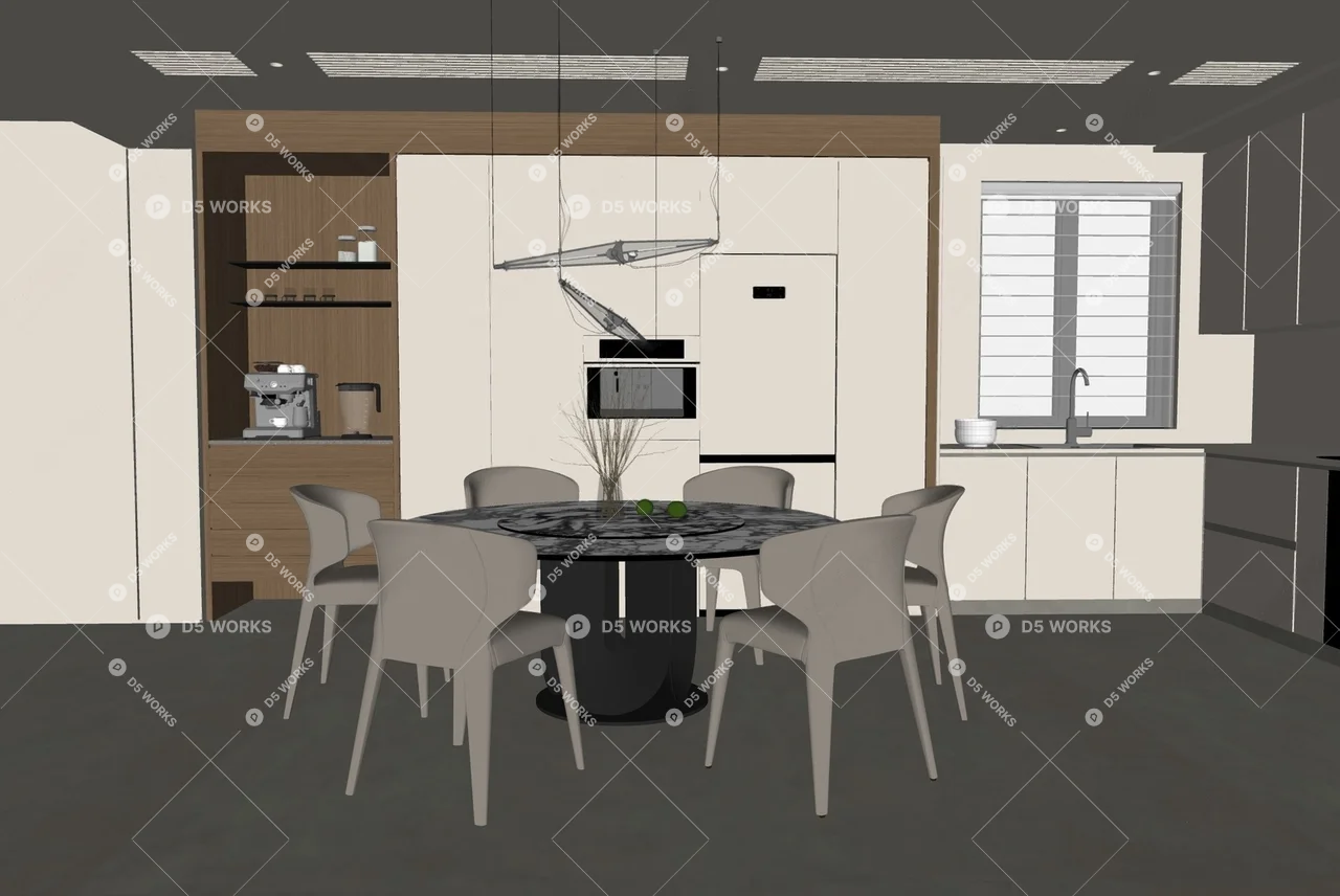 Contemporary Dining Room (Home) 3d model thumbnail 2