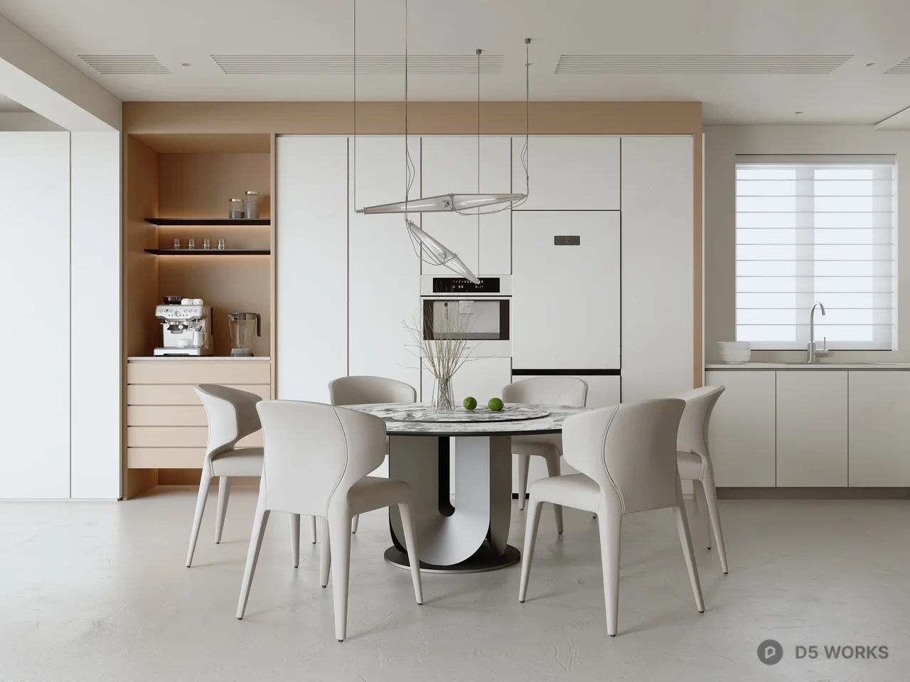 Minimalist Home Dining Room with Integrated Storage 3d model - Image 1