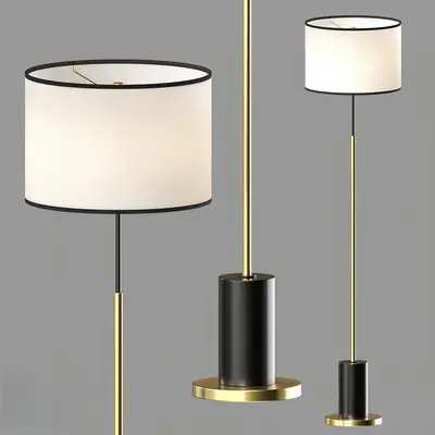 Minimalist Brass And Black Floor Lamp 3d model
