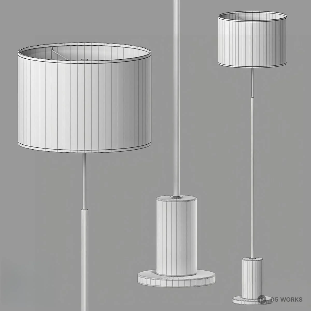 Minimalist Brass And Black Floor Lamp 3d model thumbnail 2
