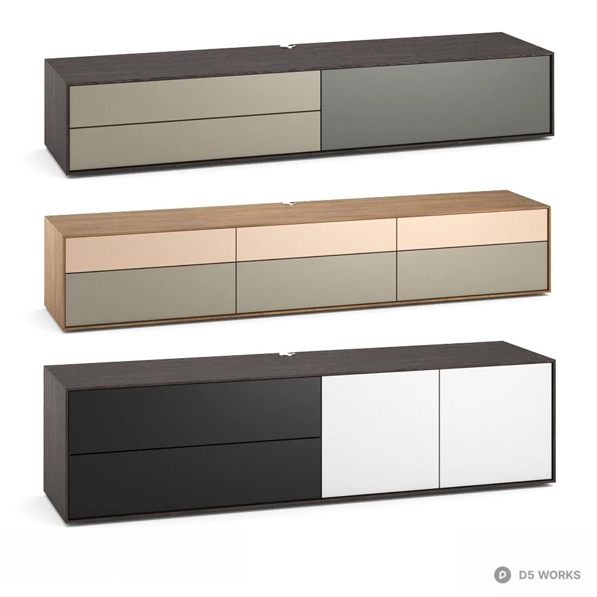 Modern Multi Tone TV Cabinet 3d model - Image 1