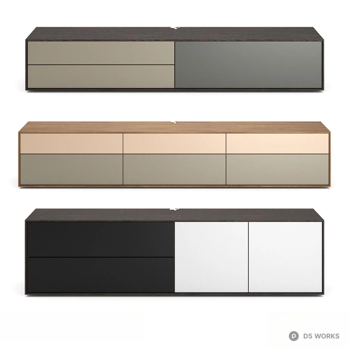 Modern Multi Tone TV Cabinet 3d model thumbnail 2