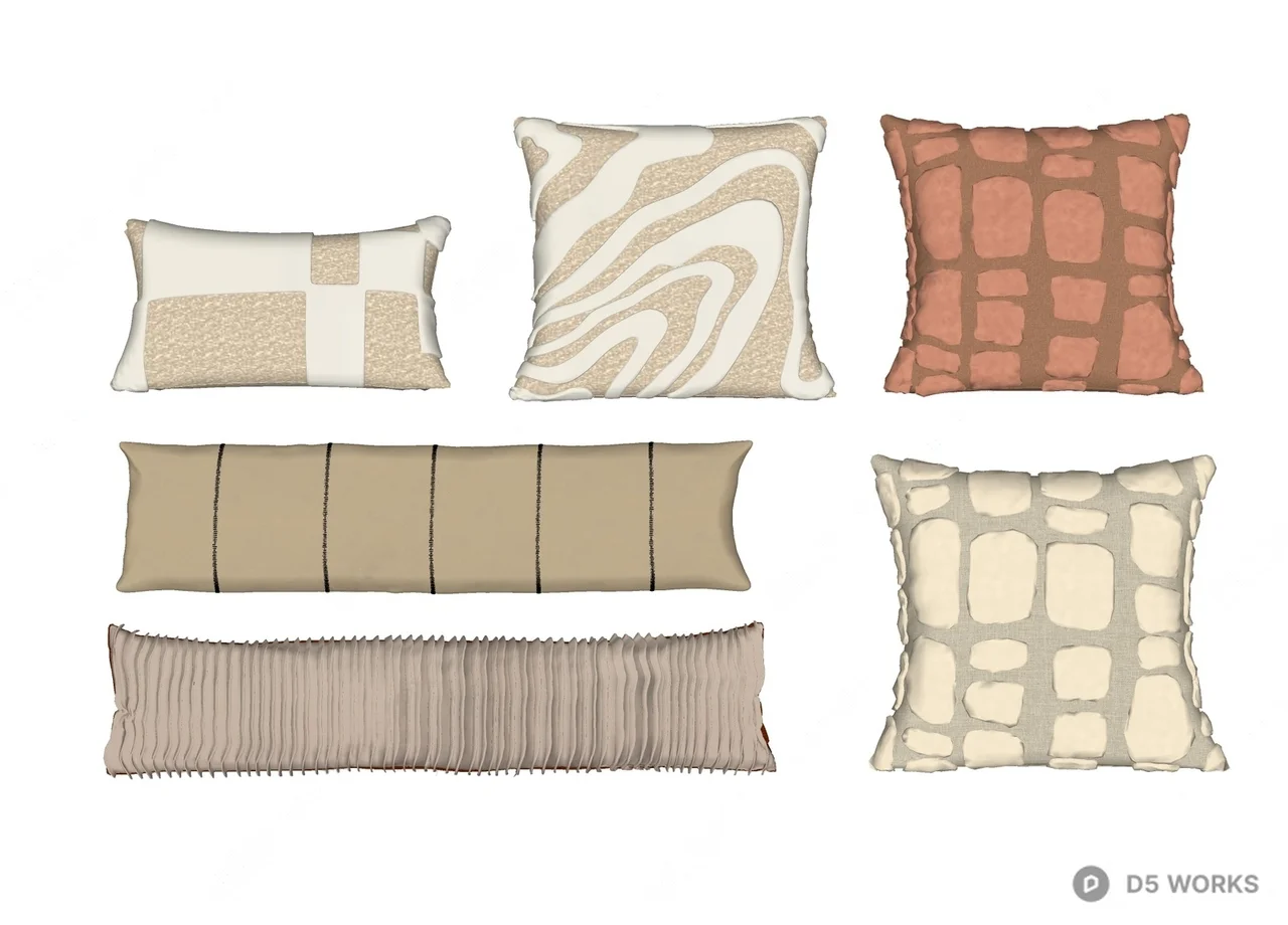 Textured Relief Cushion Set 3d model thumbnail 2