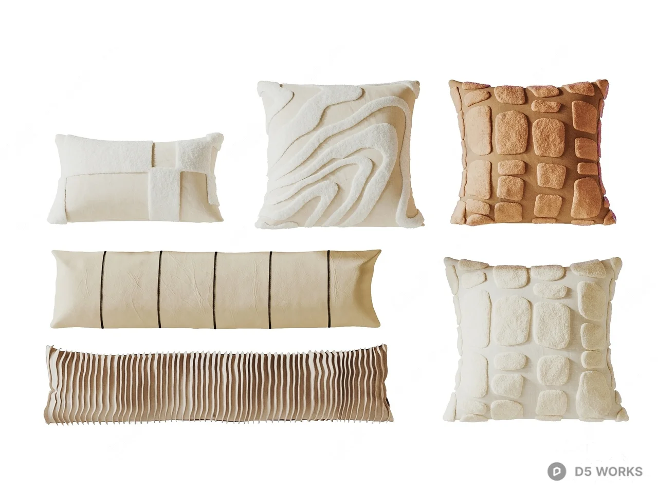 Textured Relief Cushion Set 3d model - Image 1