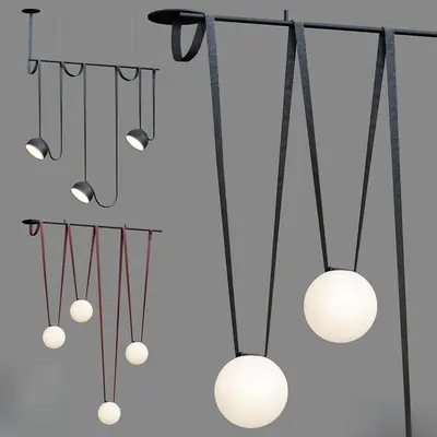 Minimalist Suspension Lamp With Spherical Diffusers 3d model