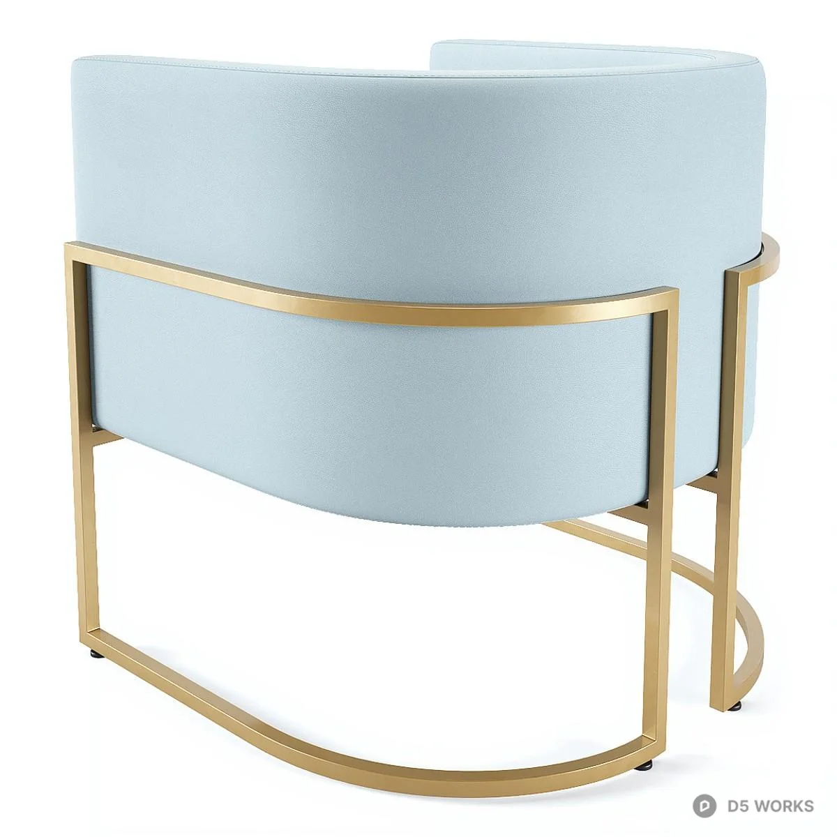 Minimalist Upholstered Armchair With Gold Metal Frame 3d model thumbnail 2