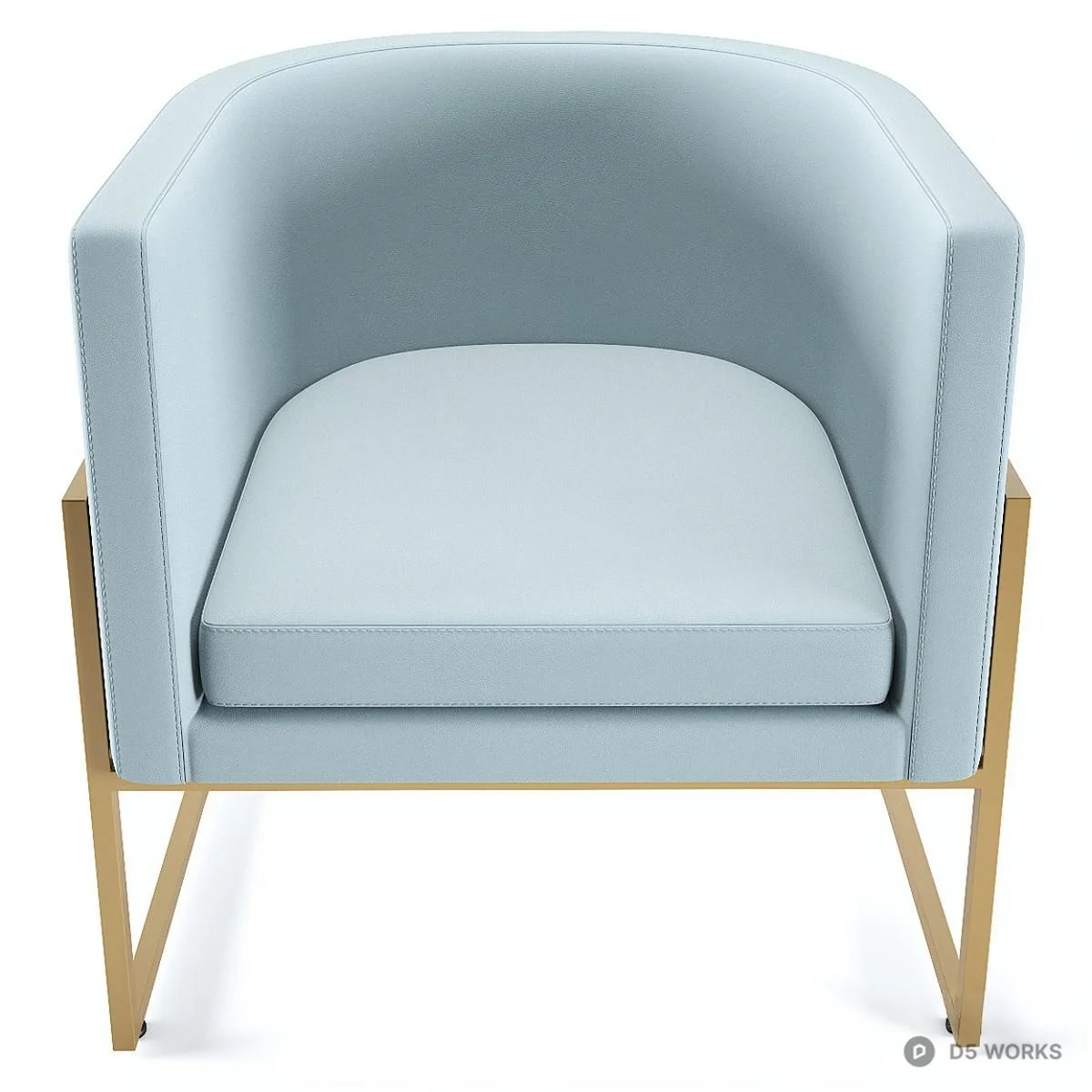 Minimalist Upholstered Armchair With Gold Metal Frame 3d model thumbnail 3