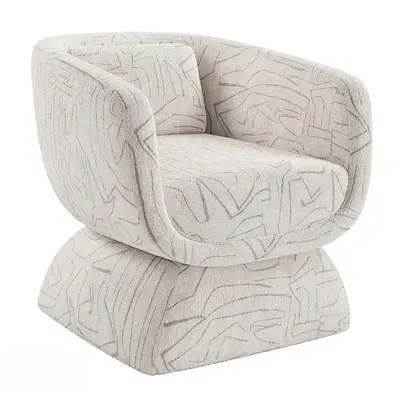Abstract Patterned Upholstered Swivel Armchair 3d model