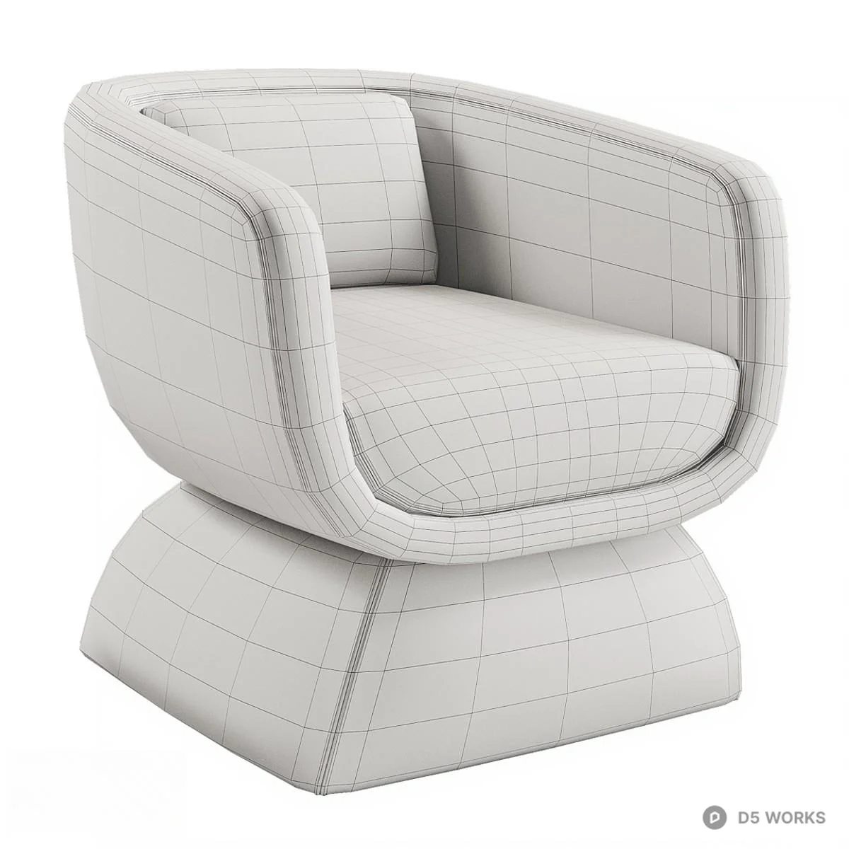 Abstract Patterned Upholstered Swivel Armchair 3d model thumbnail 3