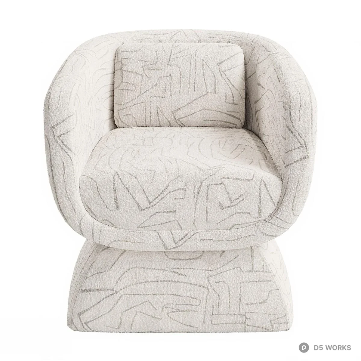 Abstract Patterned Upholstered Swivel Armchair 3d model thumbnail 2