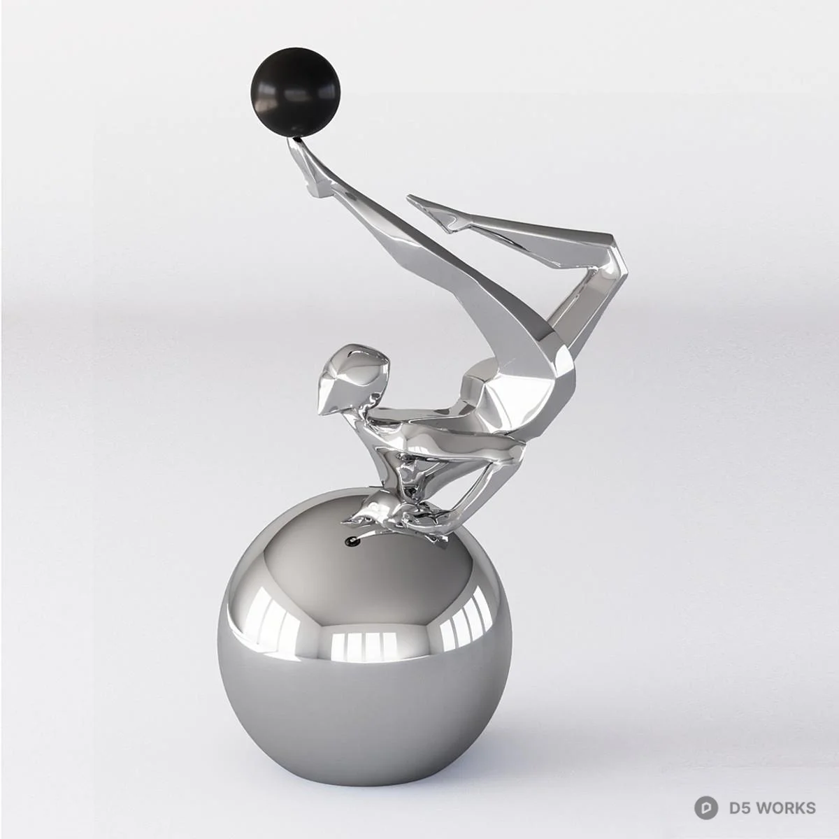 Abstract Humanoid Sculpture With Golden Sphere 3d model thumbnail 5
