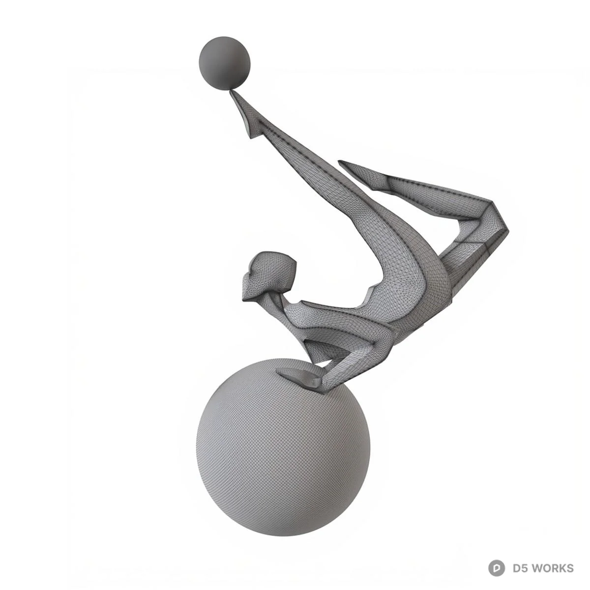 Abstract Humanoid Sculpture With Golden Sphere 3d model thumbnail 7