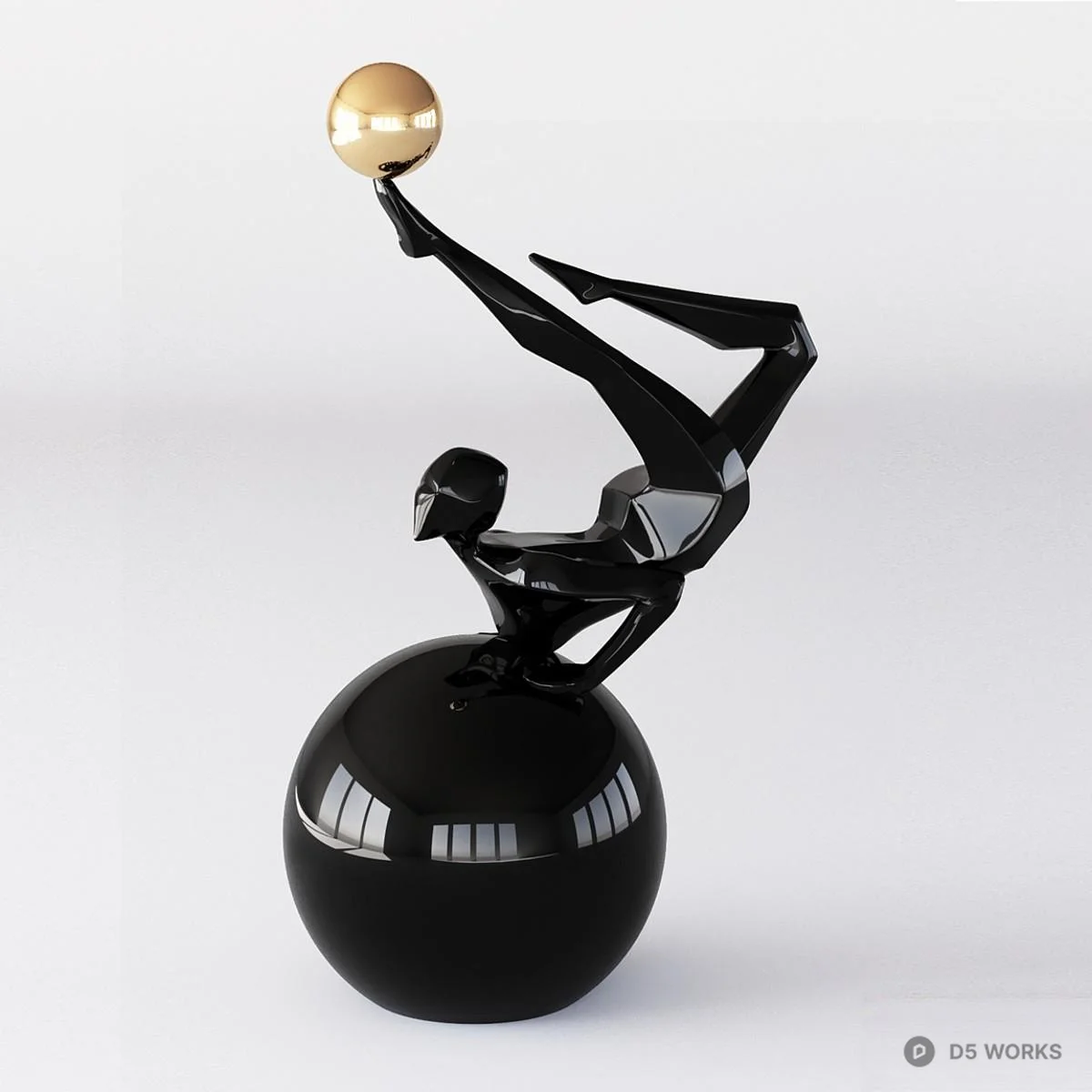 Abstract Humanoid Sculpture With Golden Sphere 3d model thumbnail 6