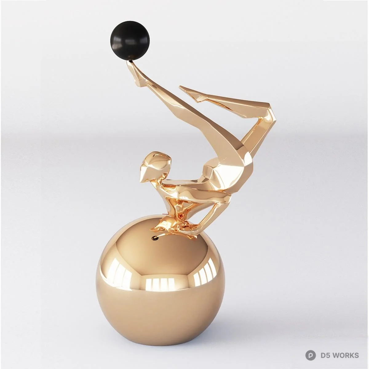 Abstract Humanoid Sculpture With Golden Sphere 3d model thumbnail 4