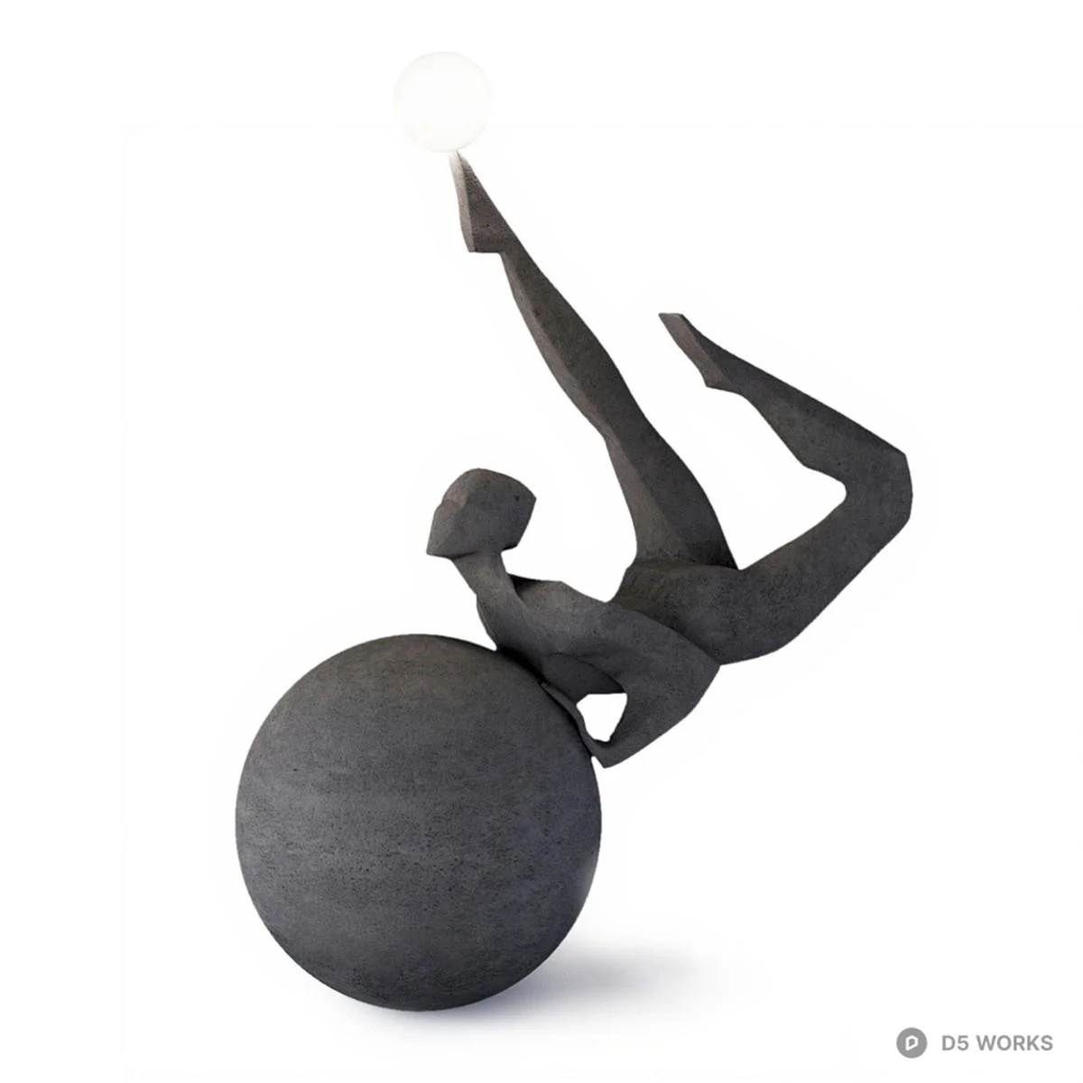 Abstract Humanoid Sculpture With Golden Sphere 3d model thumbnail 2