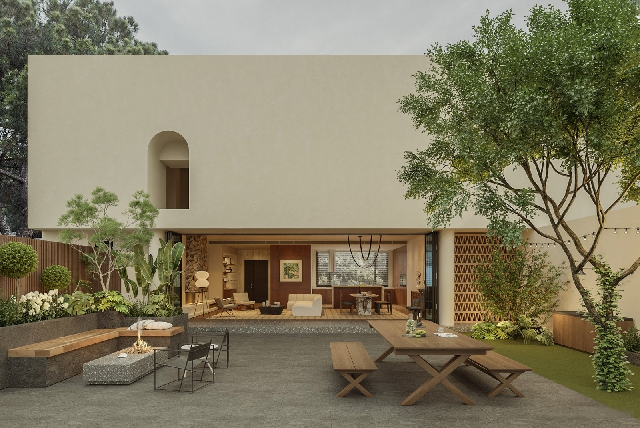 Organic Modern Retro Residential Courtyard