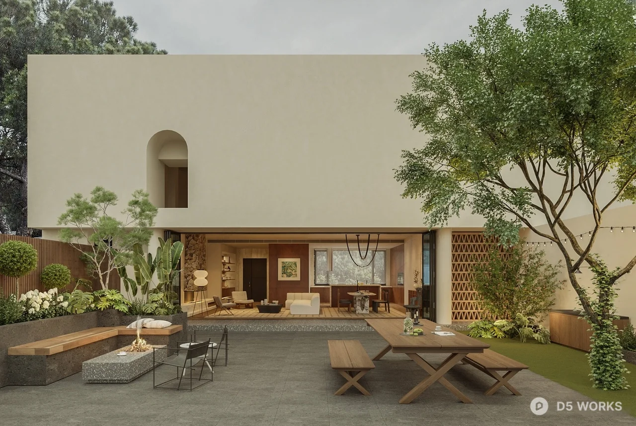 Modern Villa Balcony With Outdoor Seating 3d model - Image 1