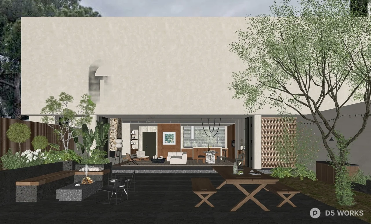 Modern Villa Balcony With Outdoor Seating 3d model thumbnail 2