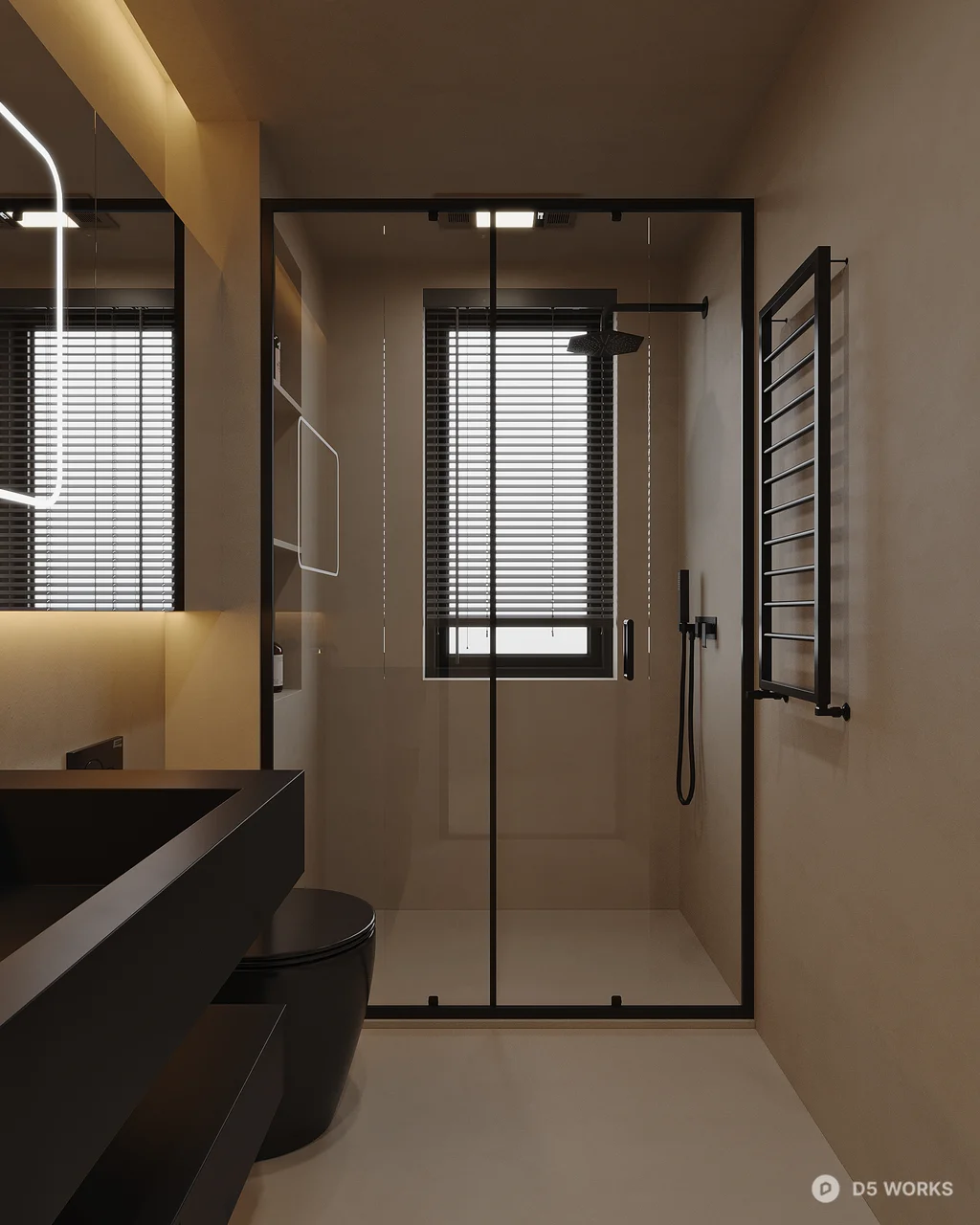 Minimalist Modern Bathroom With Integrated Lighting 3d model thumbnail 2
