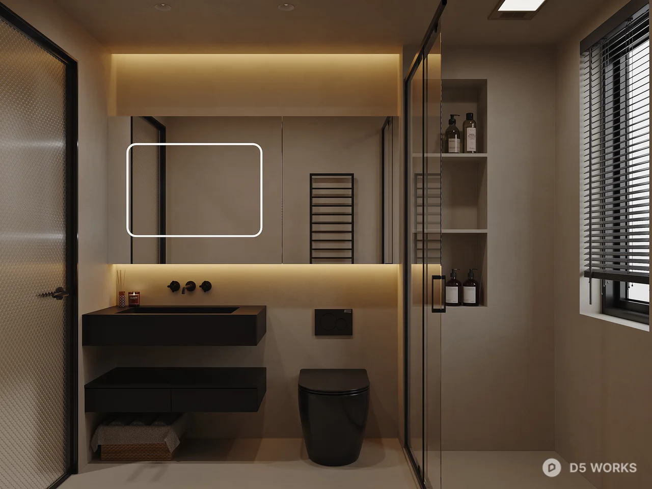 Minimalist Modern Bathroom With Integrated Lighting 3d model - Image 1