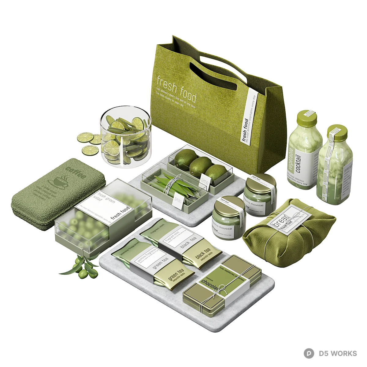 Fresh Food Packaging Set 3d model thumbnail 3