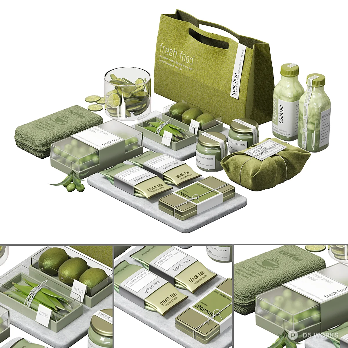 Fresh Food Packaging Set 3d model thumbnail 2