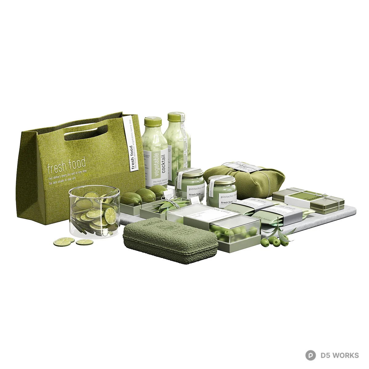 Fresh Food Packaging Set 3d model thumbnail 5