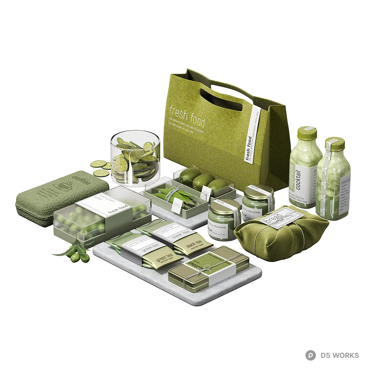 Fresh Food Packaging Set 3d model thumbnail 4