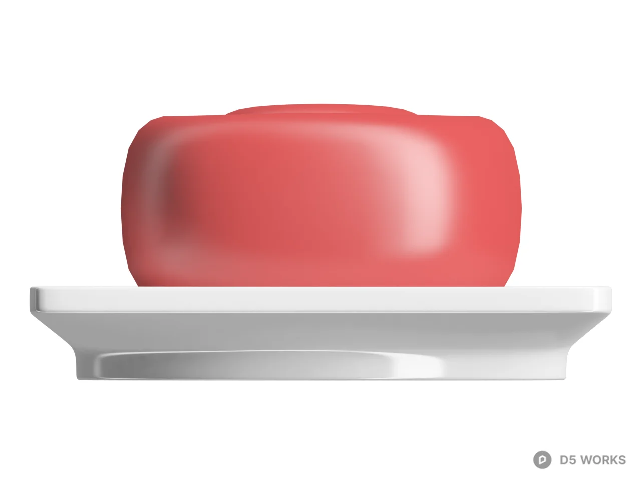 Red Solid Soap On Ceramic Dish 3d model thumbnail 2