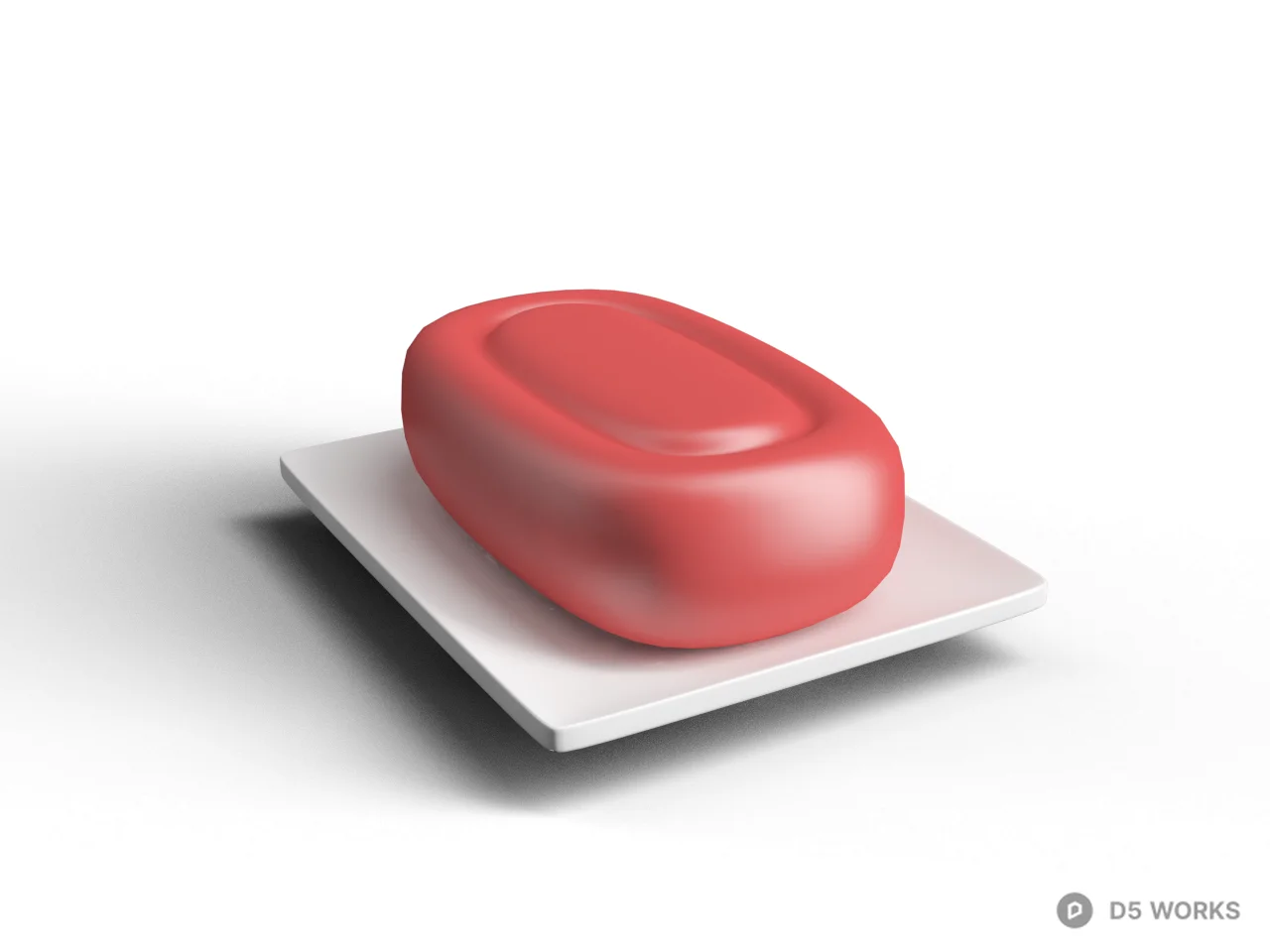 Red Solid Soap On Ceramic Dish 3d model - Image 1