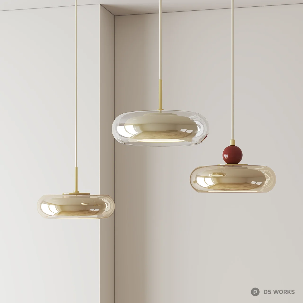 Minimalist Glass Pendant Lights 3d model - Image 1