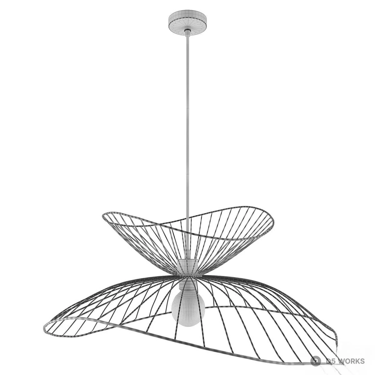 Wireframe Petal Pendant Light 3d model thumbnail 2