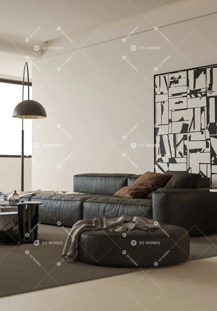 Modern Home Living Room 3d model thumbnail 2