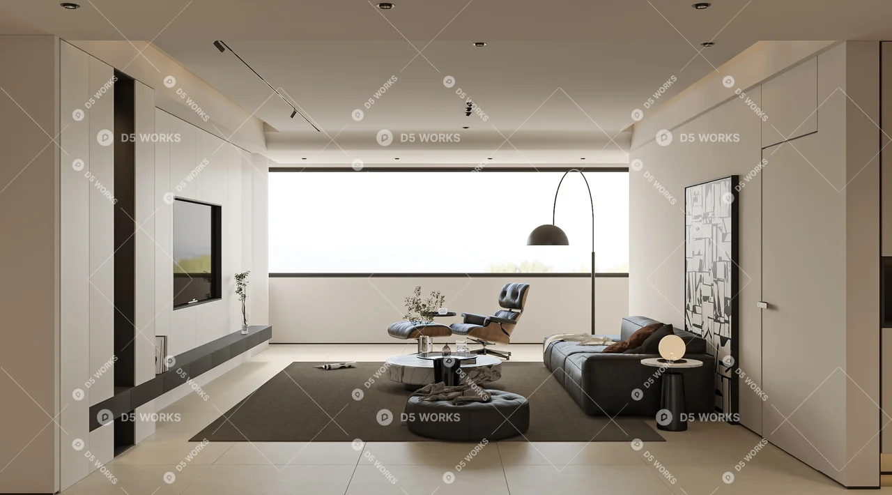 Modern Home Living Room 3d model thumbnail 4