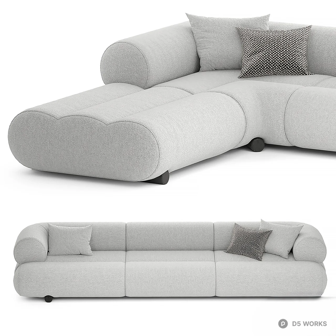 Modular Curved Sectional Sofa 3d model thumbnail 2